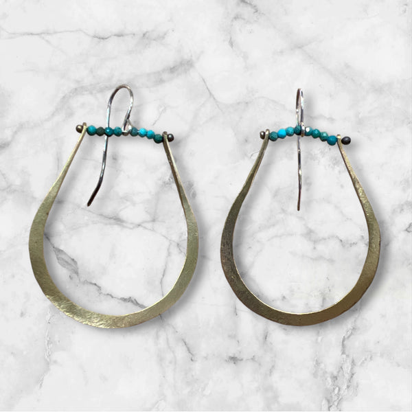 #12 Turquoise Brass Drop Earrings