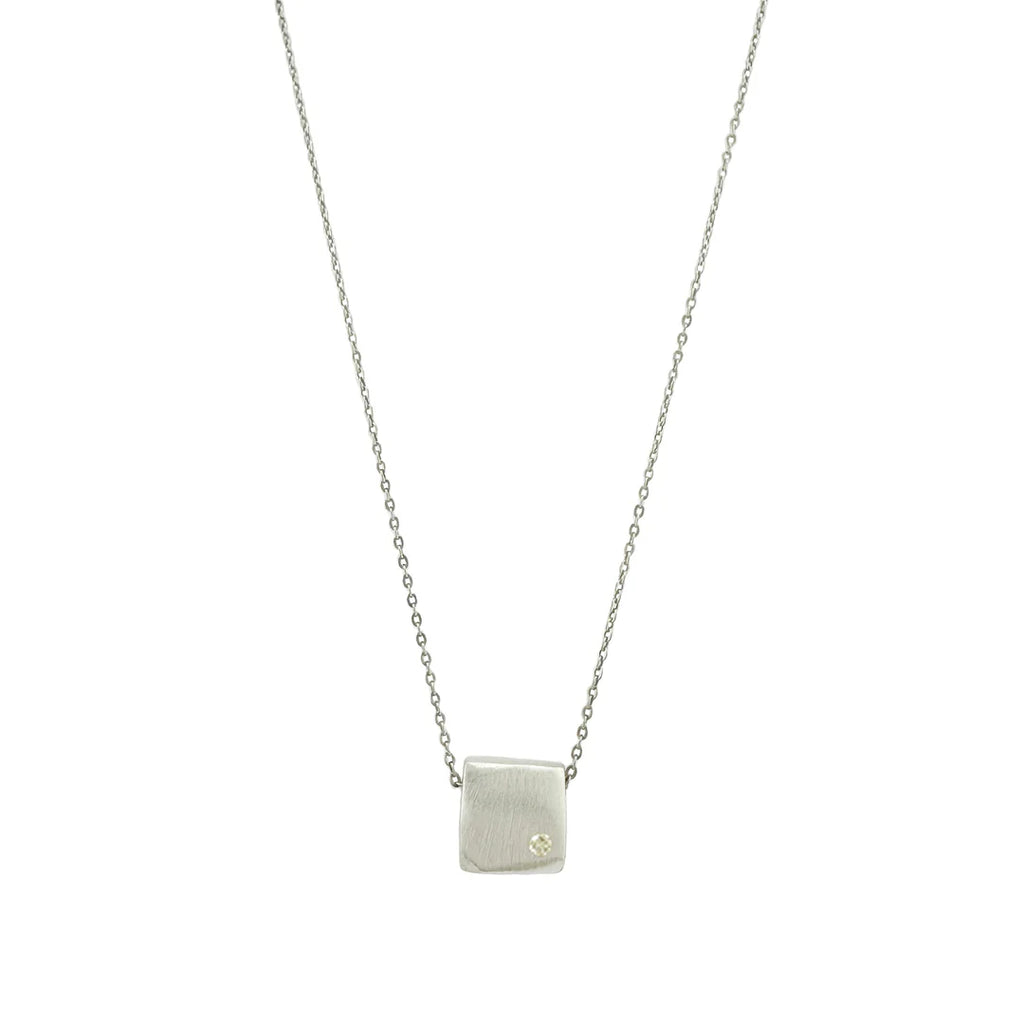 sliding square with diamond on ox necklace