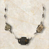 Prong Set Necklace with  handmade chain.  Mica, Schist with pyrite and pyrite