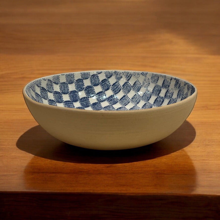 8" Bowl  ~ Checker ~  Cobalt