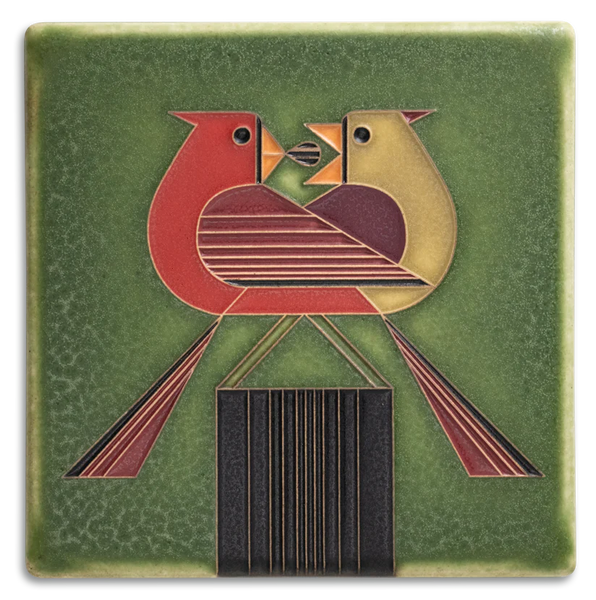 Redbird Romance -Green 6"x6"