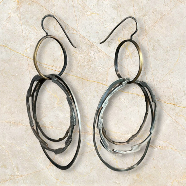 Sterling Silver Hoop With Brass Earring