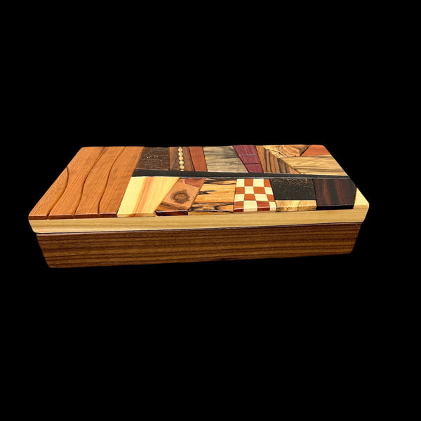 Handcrafted angular wooden keepsake box