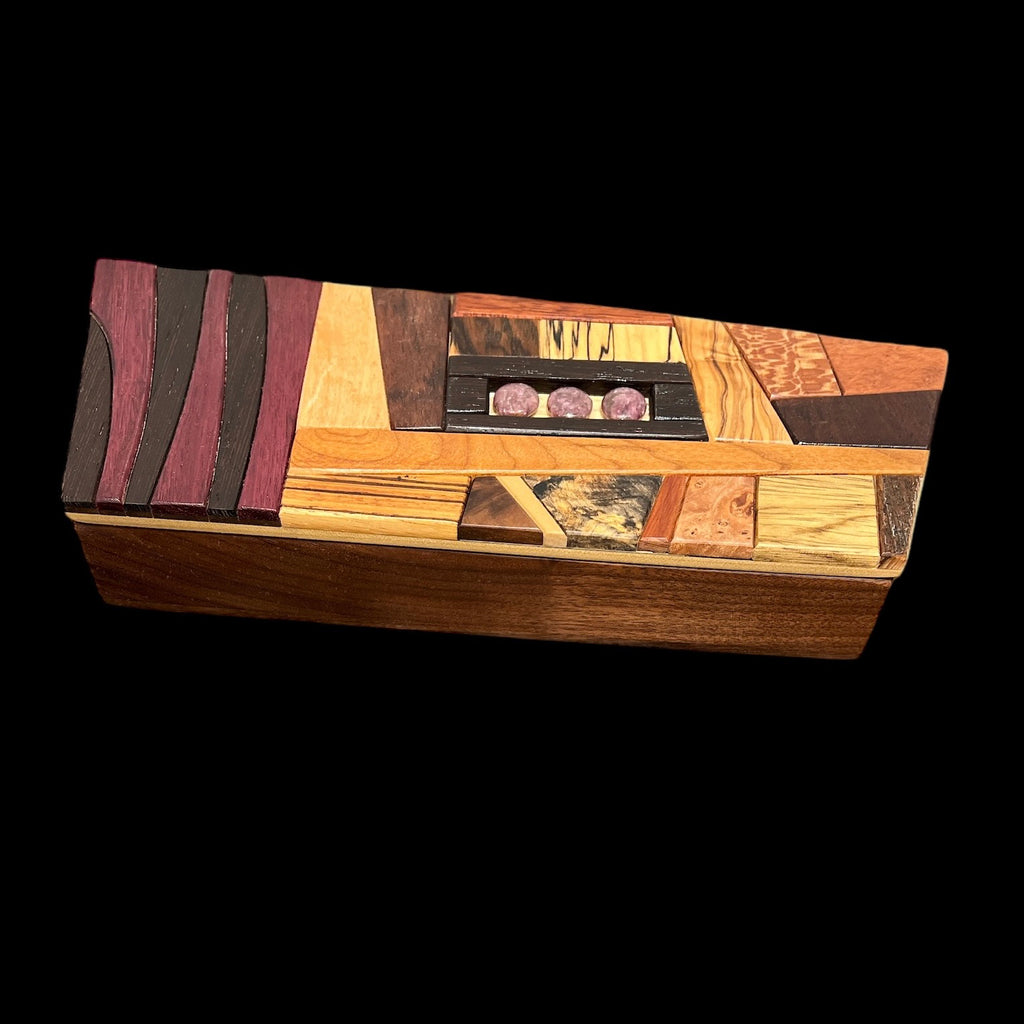 Handcrafted angular wooden keepsake box