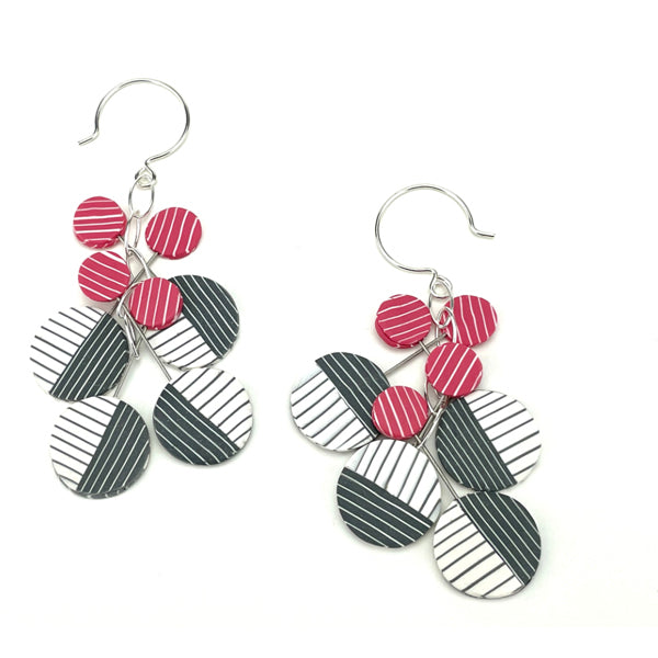 Red Dot Cluster Earrings