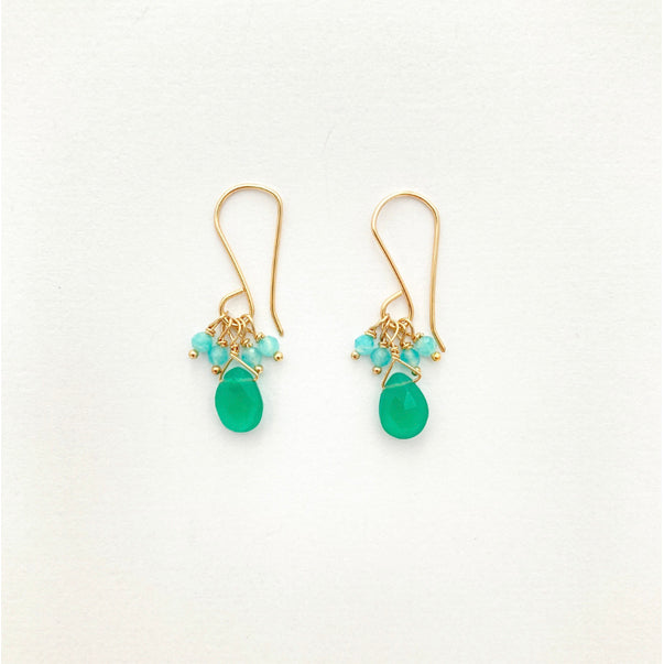 Green onyx and Amazonite bead earring