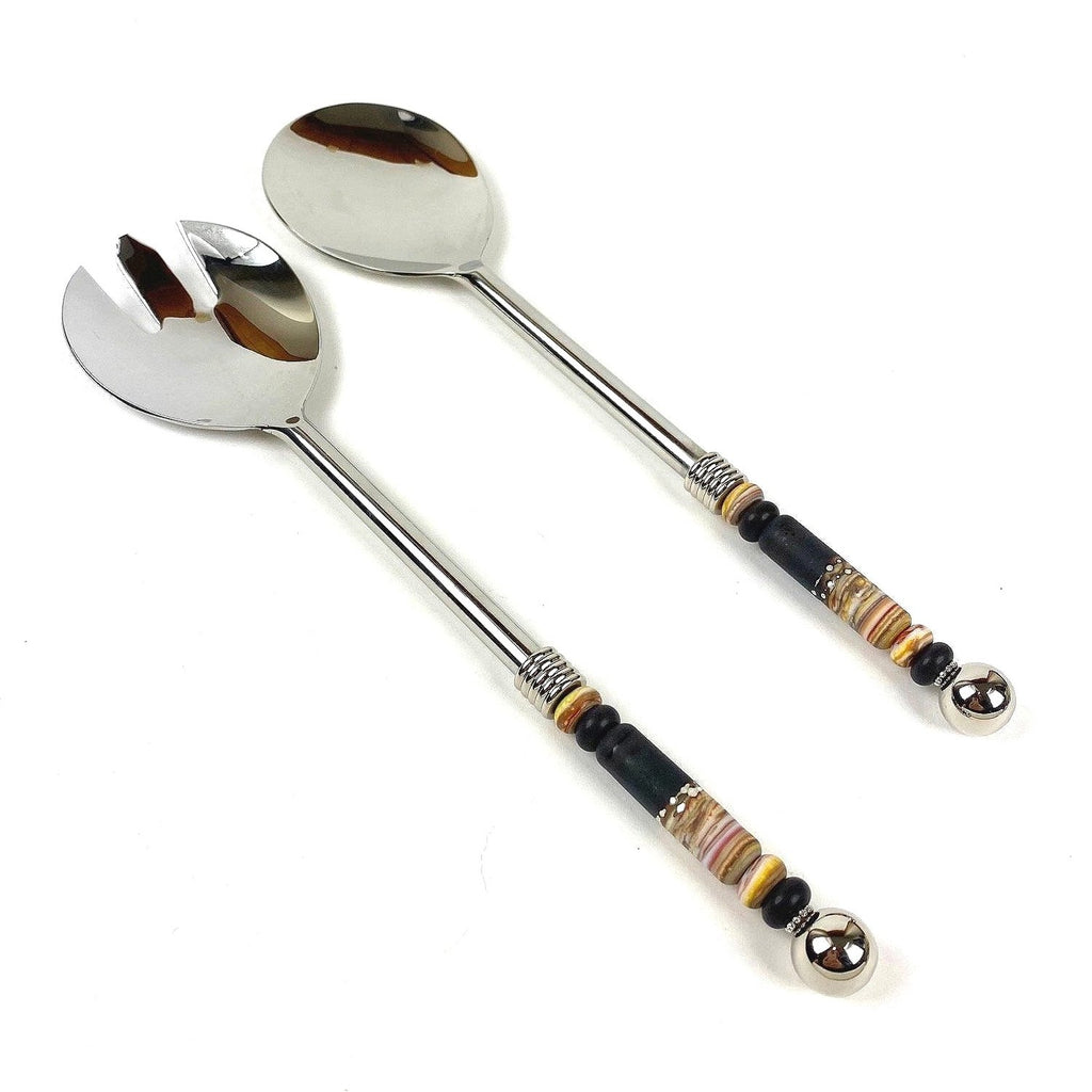 2 Piece Serving Set Browns and Oranges