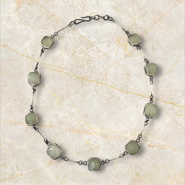 Jade Necklace bezel set in Sterling Silver