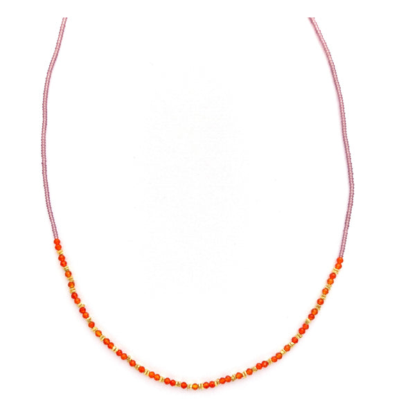 Carnelian and seed bead necklace