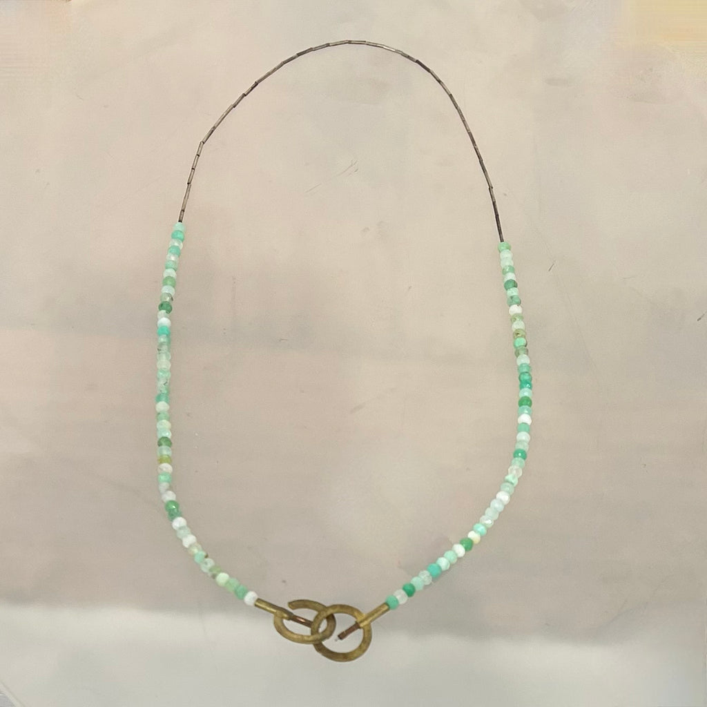 Necklace  Double  Circle Clasp Chrysoprase