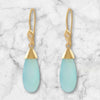 Narrow Aqua Chalcedony Drop Earrings