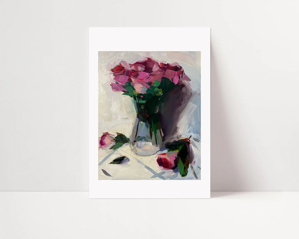 Pink Roses Giclee Print, unframed