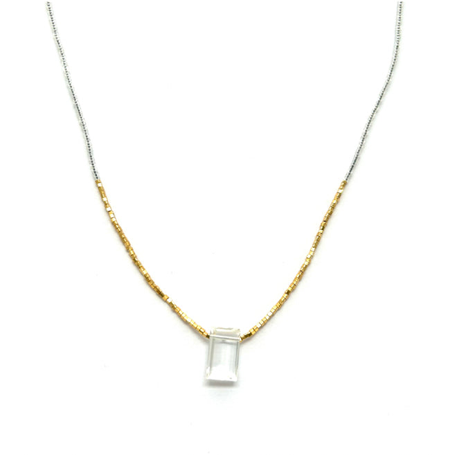 Quartz rectangle drop necklace