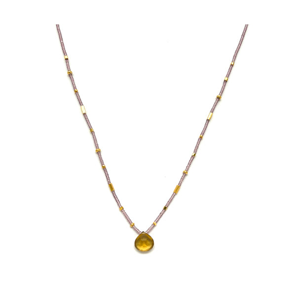 Gold accent and whisky quartz necklace