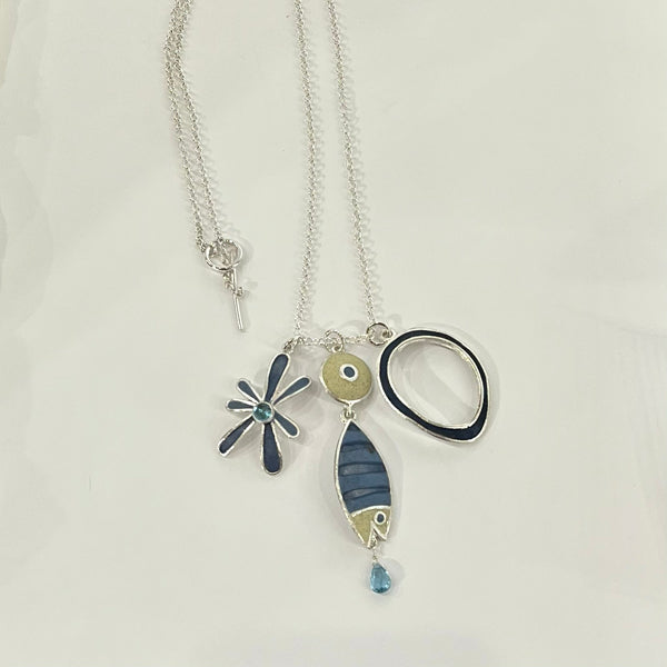 Tackle Necklace with Aquamarine gems