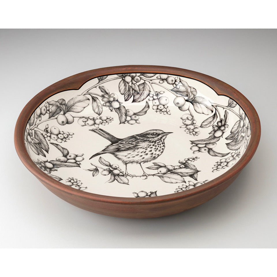 Small Pasta Bowl: Hermit Thrush/White