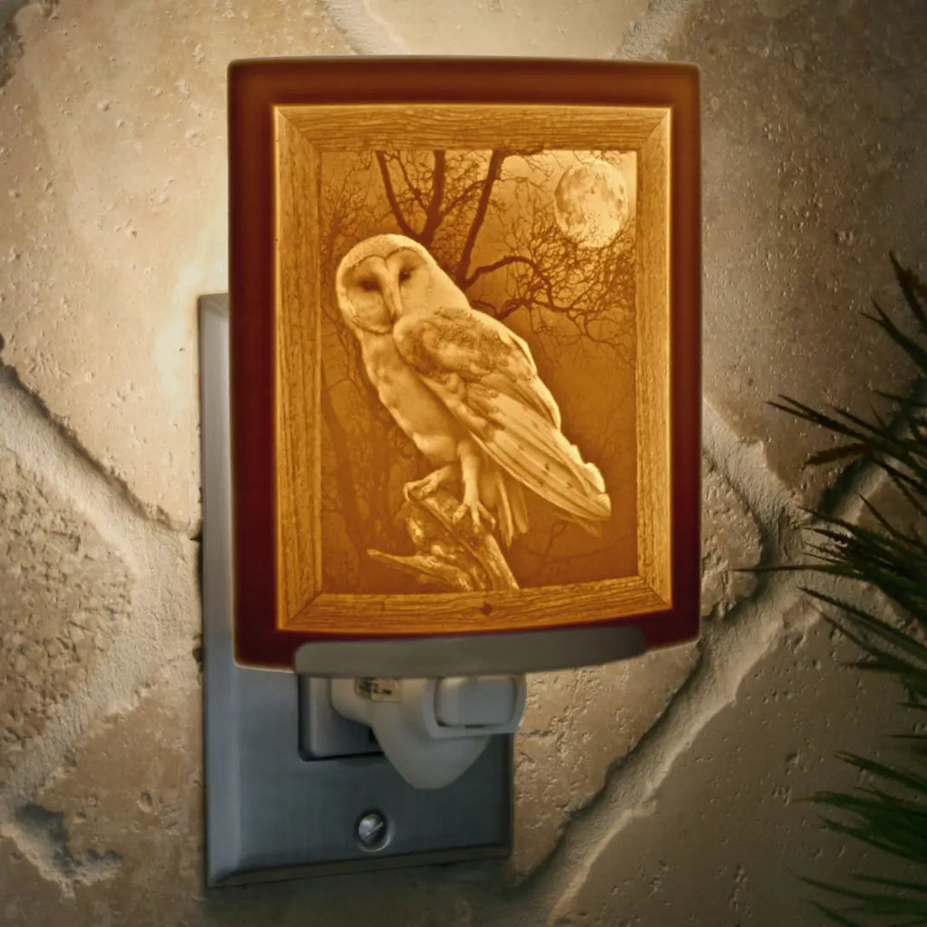 Owl Porcelain Lithophane Night Light