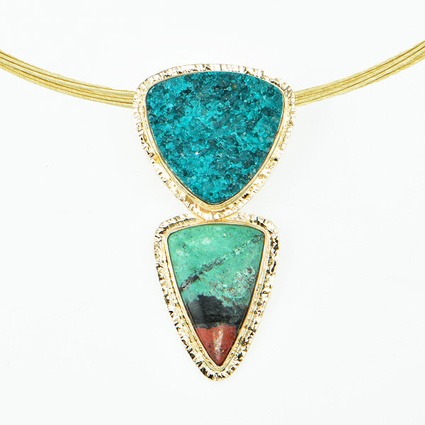 Chrome Dioptase, Chrysocolla Cuprite Pendant