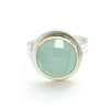 Faceted Round Aqua Chalcedony Ring