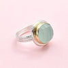 Faceted Round Aqua Chalcedony Ring