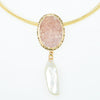 Rose Drusy Quartz, Freshwater Pearl