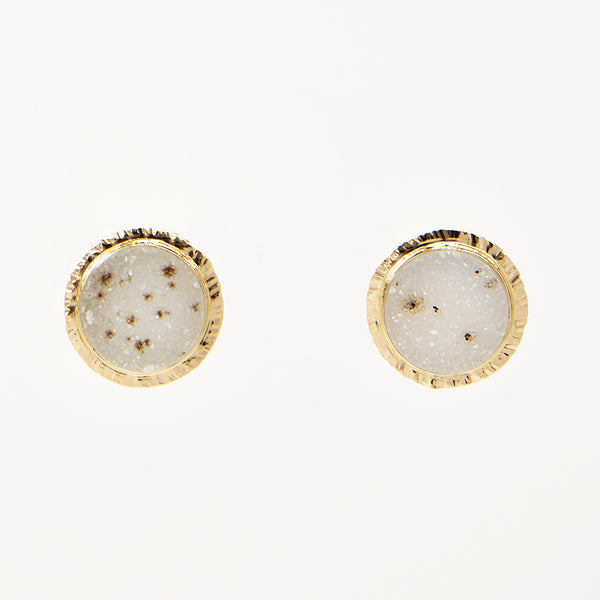 Speckled White White Drusy Quartz Earrings